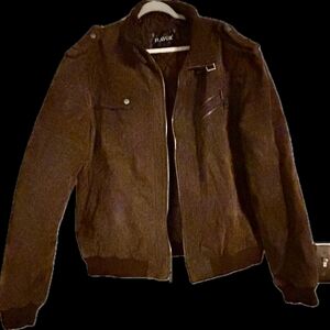Men's Leather Brown Bomber Jacket